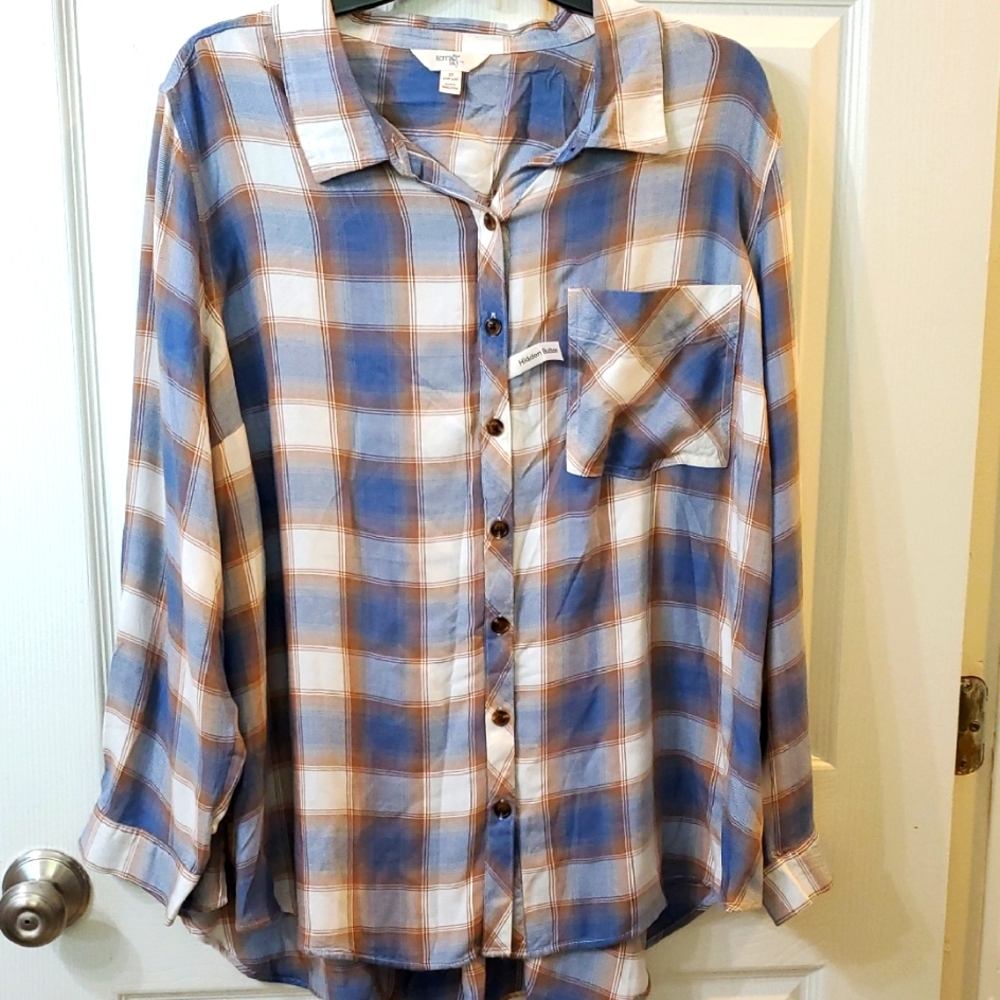 Terra & Sky Multicolor Plaid Shirt 2X